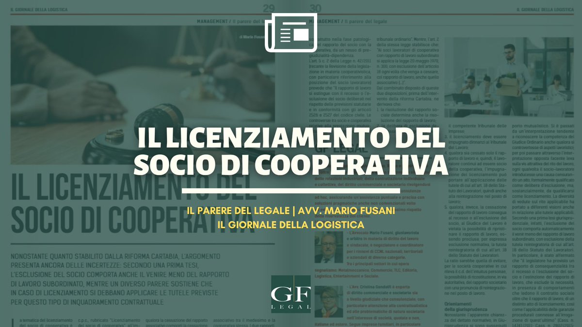 GFlegal_'s tweet photo. Il #licenziamento del #socio di #cooperativa tra interventi legislativi e incertezze giurisprudenziali

Ne parla l'avvocato #MarioFusani su #IlGiornaleDellaLogistica

Approfondiamo l'argomento: https://t.co/8kYBG0p0xE

#GFLegal #dirittodellavoro  #licenziamentosocio #cooperativa https://t.co/0EZPEKVBVh