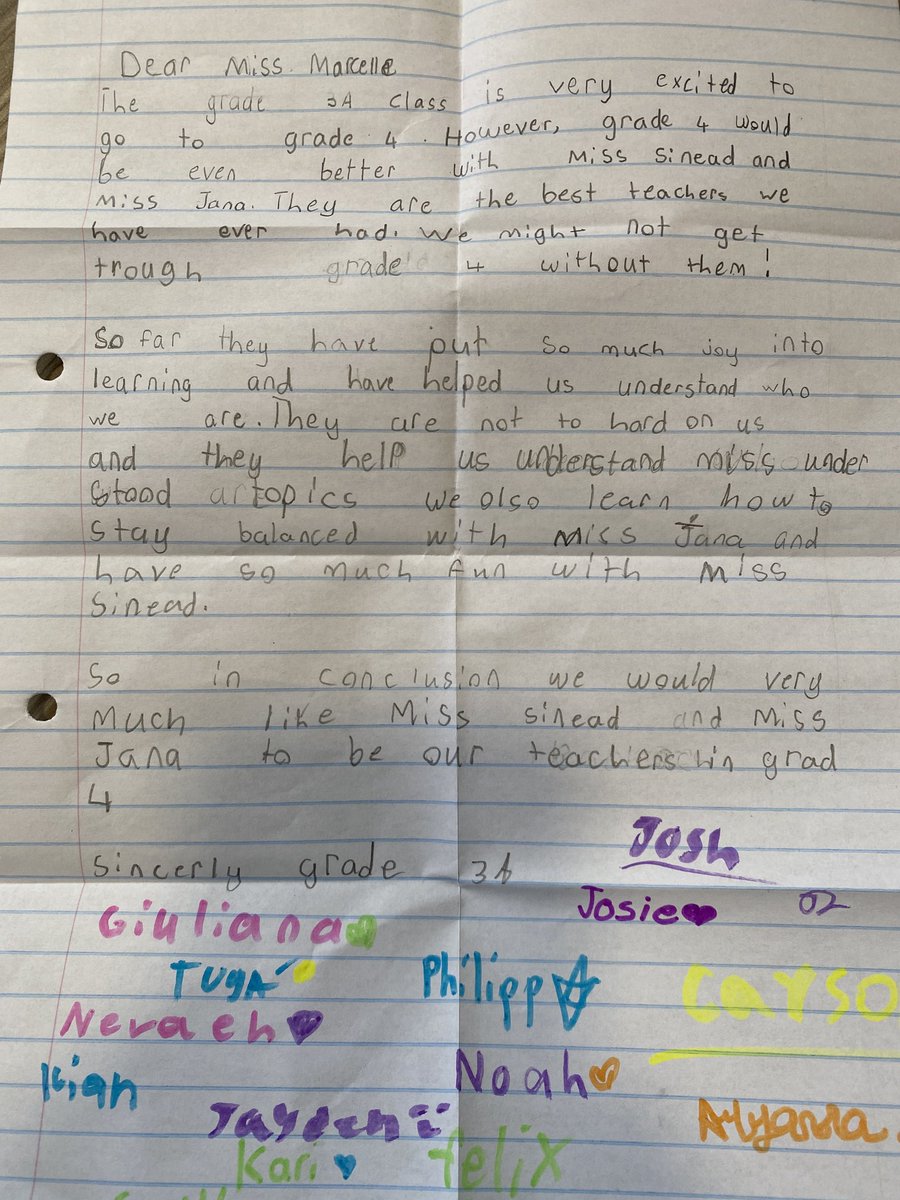 Grade 3 ⁦⁦@WISNamibia⁩ wrote me a very heartfelt letter this morning. Delivered with great excitement too!!❤️ #LearningAtWIS!