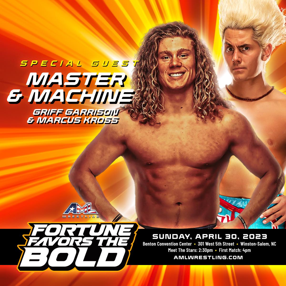 WilliamBehrens's tweet photo. @griffgarrison1 &amp; @TheMarcusKross appear at the Meet &amp; Greet for @AMLWrestling #MasterandMachine https://t.co/b0oX5SYMWl