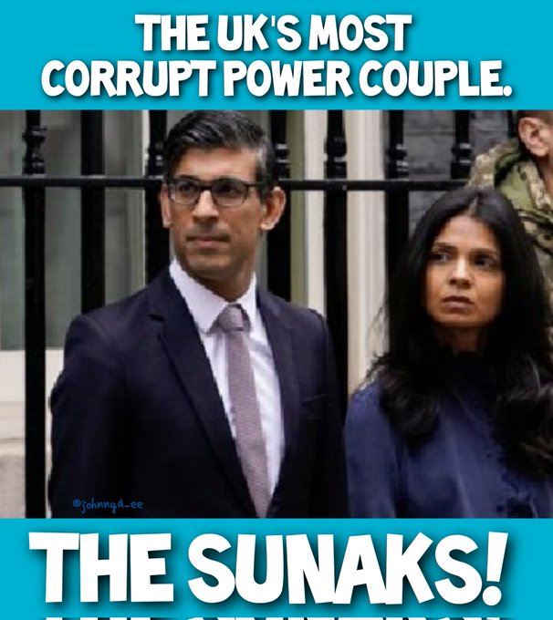 RISHI SUNAK: Trying to HIDE His Financial Interests 

HUGE WEALTH NOT DECLARED IN MINISTERIAL REGISTER

Sunak's wife's wealth incl £430m+ shares in Infosys, NOT declared by him 

SUNAK WAS CHANCELLOR IN 2022. Press found out, so she agreed to pay "normal tax" 2023 (£13m income
