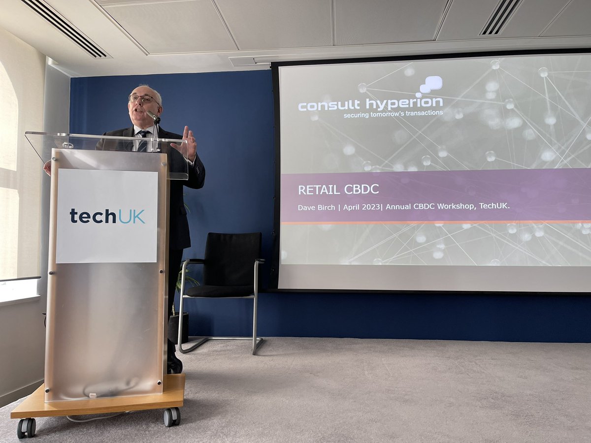 It’s showtime 👏🏻👏🏻 <a href="/dgwbirch/">Dave "Someone you trust is one of us" Birch</a> kicking off our #CBDC workshop <a href="/techUK/">techUK</a>. 1 year on since our last gathering on this topic. What’s changed?