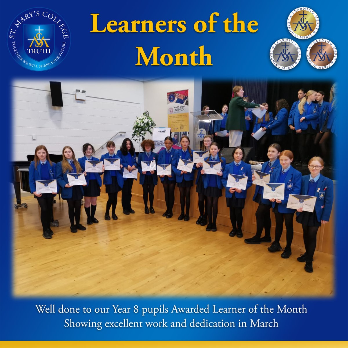 SaintMarysDerry's tweet photo. Congratulations to the Year 8, 9 and 10 pupils who were awarded Learners of the Month for March
#AchievingTheOutstanding #RewardingLearning #Gifts #Talents https://t.co/M4nQWtJAGh