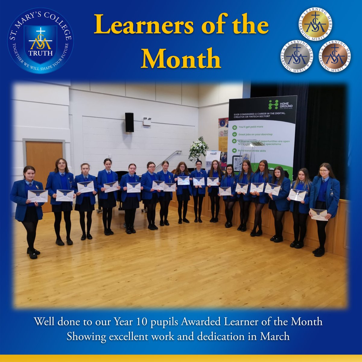 SaintMarysDerry's tweet photo. Congratulations to the Year 8, 9 and 10 pupils who were awarded Learners of the Month for March
#AchievingTheOutstanding #RewardingLearning #Gifts #Talents https://t.co/M4nQWtJAGh