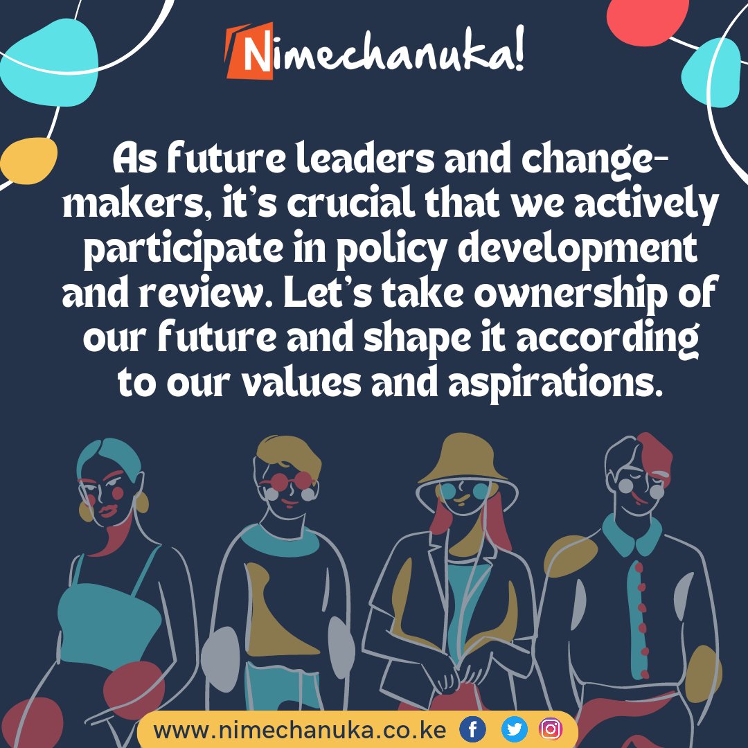 Let's take our future in our hands by participating in policy development and review.
#Youthdevelopment
#PolicyDevelopment