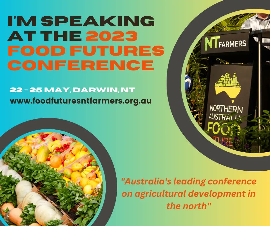 Our GM @KatieMcRobert1 will be speaking at the #FoodFutures23 on 22-25 May in Darwin. Hosted by @NTFarmers, the event is Australia’s leading conference on ag development in the North. More info & registrations can be found here > buff.ly/3m4g1Jn #AusAg #NorthernAus