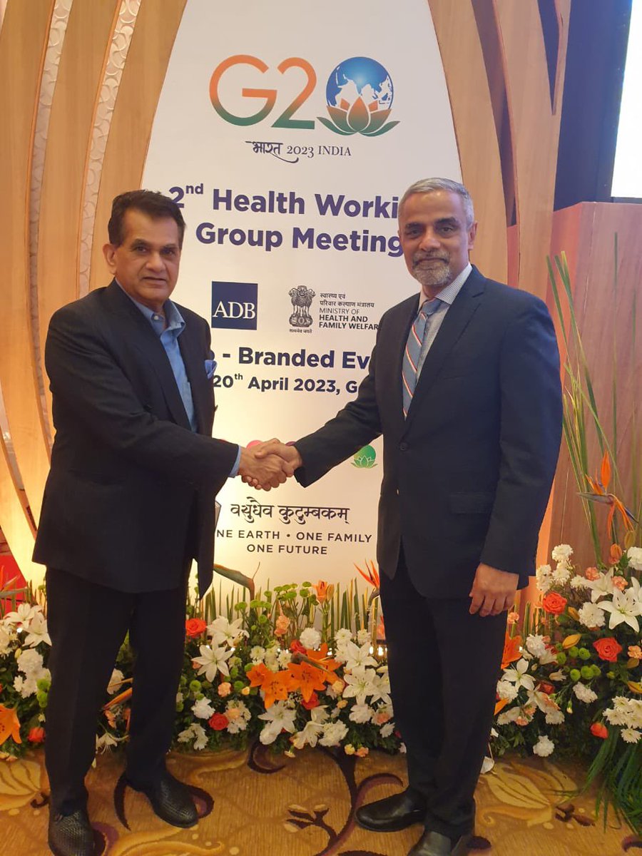 Amitabh Kant (@amitabhk87) on Twitter photo Had a fruitful bilateral with Ramesh Subramaniam, Director General South East Asia Department <a href="/ADB_HQ/">Asian Development Bank</a> on the sidelines of the 2nd #G20India HWG meeting in Goa. We discussed blended finance, green development and climate financing. Had a fruitful bilateral with Ramesh Subramaniam, Director General South East Asia Department <a href="/ADB_HQ/">Asian Development Bank</a> on the sidelines of the 2nd #G20India HWG meeting in Goa. We discussed blended finance, green development and climate financing.