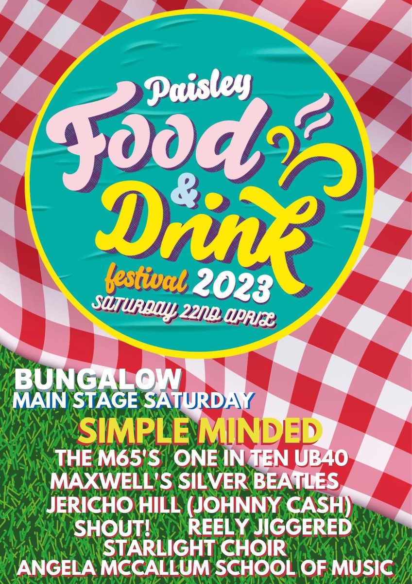 Come and see us on Saturday 22nd April at 3:10pm the Paisley Food &amp; Drink Festival! On the Bungalow Main Stage opposite Paisley Abbey!

#paisley #foodanddrink #festival #livemusic #folkrock #seeyouthere #scotland