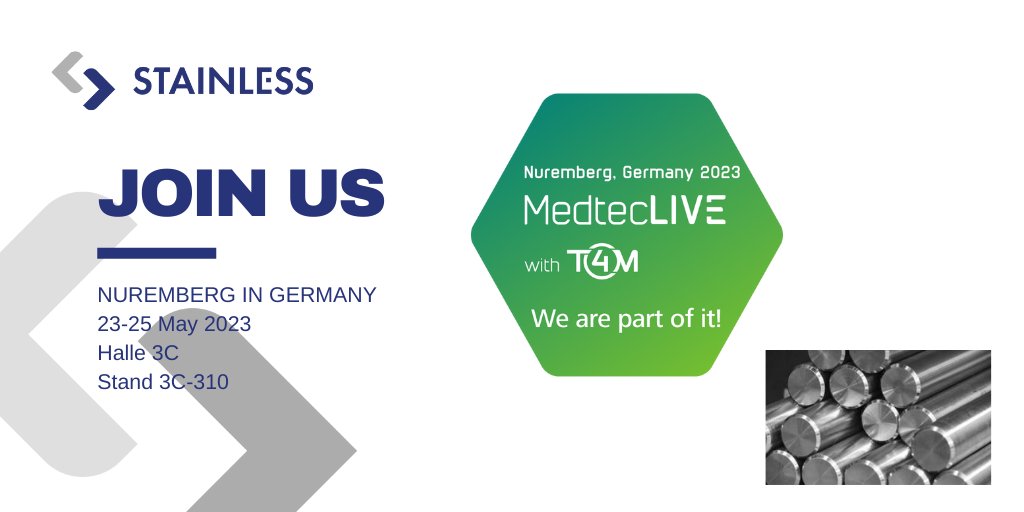STAINLESS_Group's tweet photo. Nous sommes impatients de vous retrouver au @MedtecLIVE, salon de l’industrie des technologie médicales. Le groupe @STAINLESS_Group  est aujourd’hui un partenaire incontournable sur le marché du médical.

#innovations #medical #medtecsummit #MedtecLIVE #medtech #event #B2B https://t.co/RbKvuN0dep