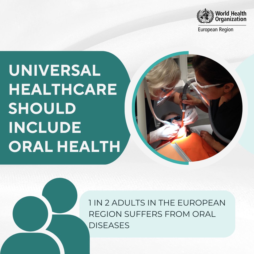 WHO_Europe's tweet photo. 🆕 report shows that the European Region has:
👄 highest levels of oral disease, cavities & tooth decay of permanent teeth in the world
🦷 second highest level of tooth loss
👄 second highest number of new cases of oral cancers
https://t.co/XkvcJYkYbV
#OralHealth
#UHC https://t.co/uNr2bCj0Z2