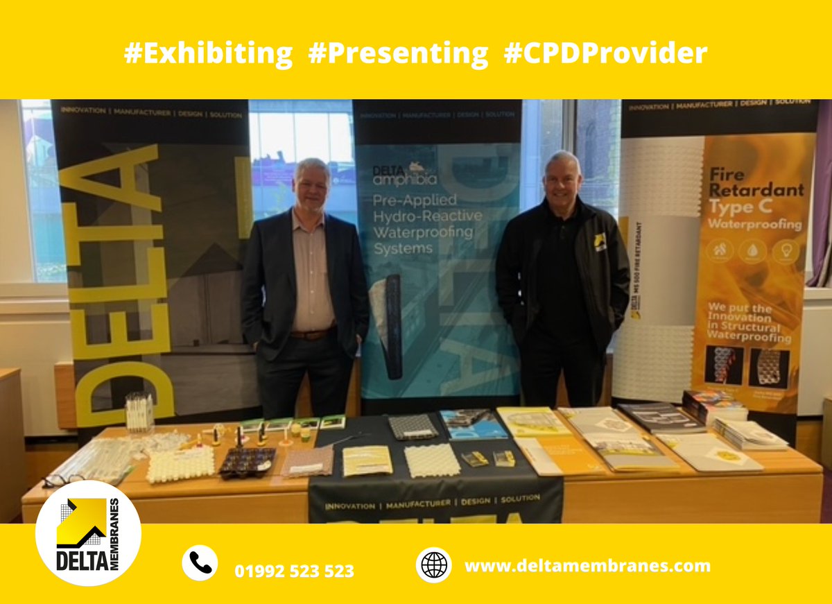 DeltaMembranes's tweet photo. Just under an hour to go until Bob Deary presents our Waterproofing Below Ground to BS 8102:2022 CPD Seminar at @theNBS @RIBA_CPD Providers Roadshow. #specifying #design #installation #structuralwaterproofing #cpdproviders #bs8102 https://t.co/LlVt1hlPIH
