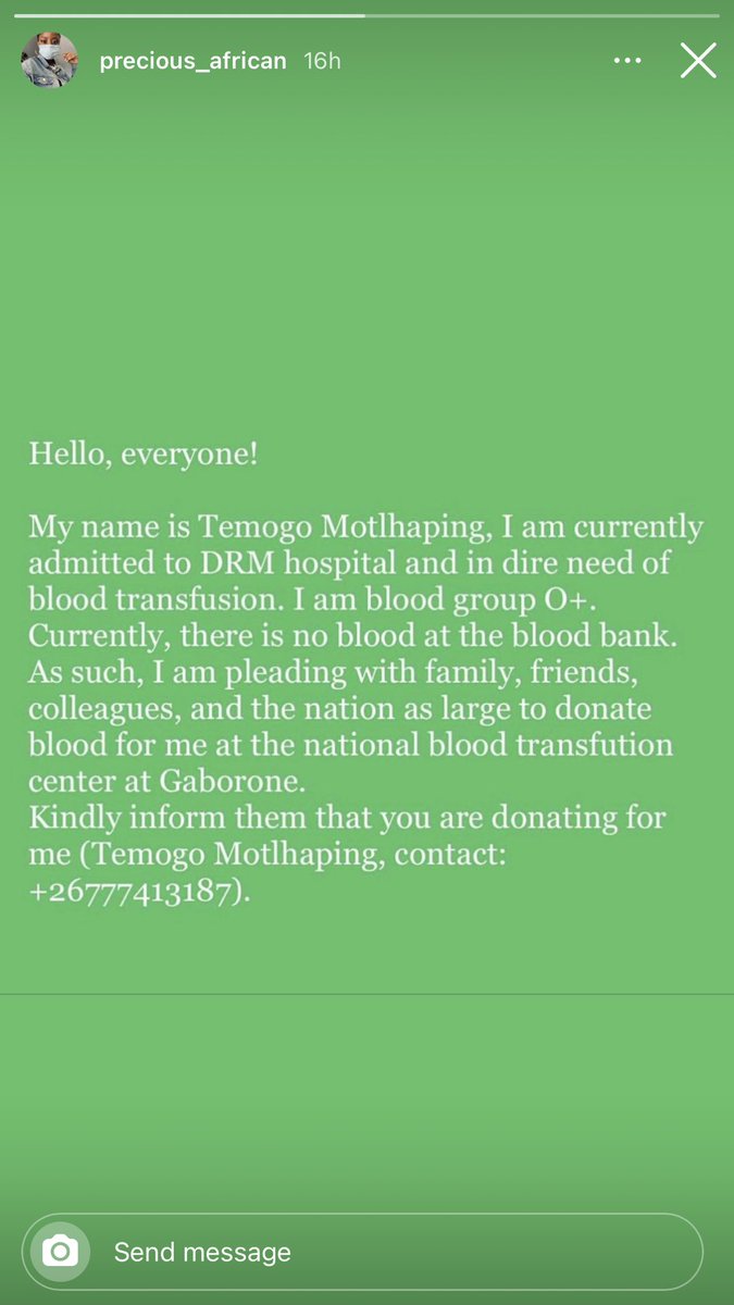 KylexLucero's tweet photo. Beautiful people. Please help my buddy Temogo out. She’s in urgent need of a transfusion and the blood bank is short. A share, a retweet or a call would go a very long way. Do call 71480689 as an alternative. Retweet retweet reweet🙏🏽🙏🏽🙏🏽 https://t.co/YHhLAQWoVH