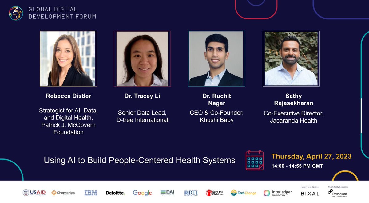 D-tree (@dtreeint) on Twitter photo One week to go until the Global Digital Development Forum! 🌐
We are excited to have our Senior Data Lead joining @PJMFnd, <a href="/teamkhushibaby/">Khushi Baby</a> and <a href="/jacarandakenya/">Jacaranda Health</a> to discuss how we can use AI to build stronger people-centred health systems.
Sign up today 🔽
digitaldevforum.com/agenda/using-a… One week to go until the Global Digital Development Forum! 🌐
We are excited to have our Senior Data Lead joining @PJMFnd, <a href="/teamkhushibaby/">Khushi Baby</a> and <a href="/jacarandakenya/">Jacaranda Health</a> to discuss how we can use AI to build stronger people-centred health systems.
Sign up today 🔽
digitaldevforum.com/agenda/using-a…