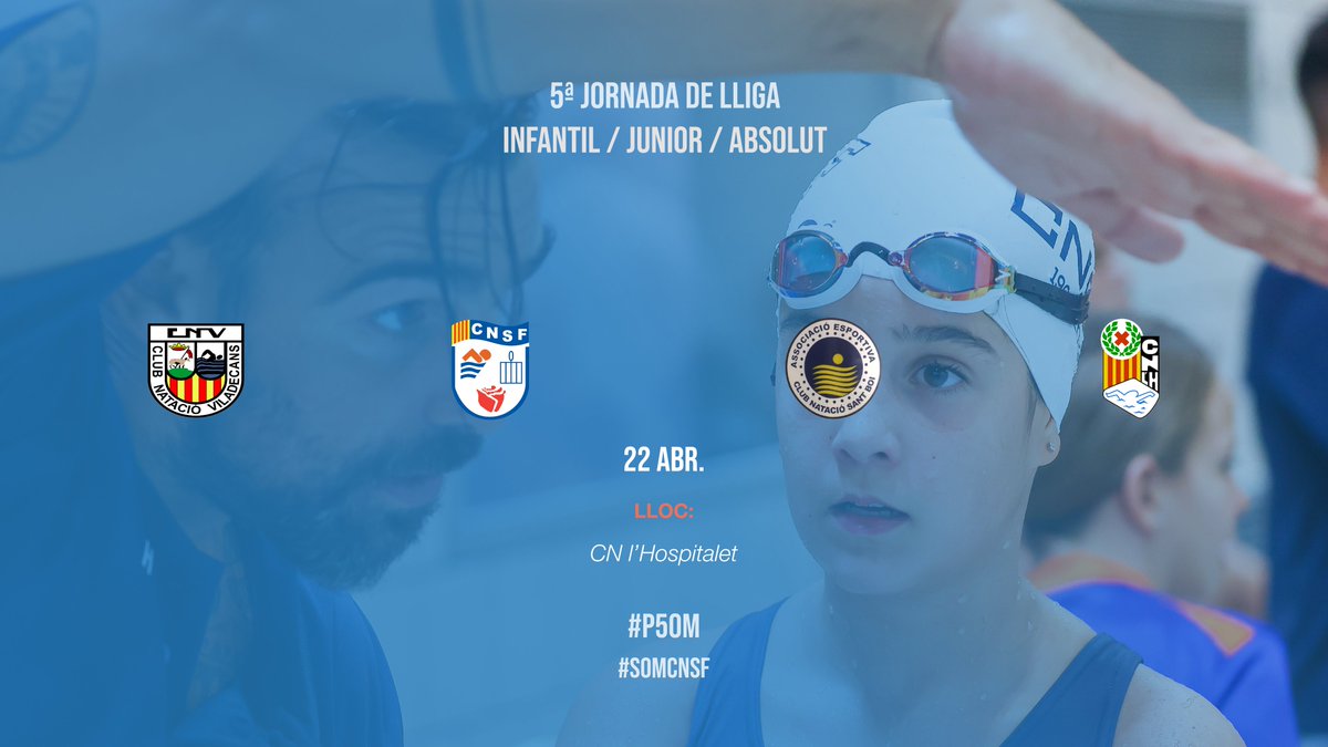 cnsf_info's tweet photo. Les competicions de natació d'aquest cap de setmana ja han arribat!!
👉 Dissabte 22 d'abril 5ena jornada de lliga, dels nostres #Infantils #Juniors i #Absoluts es desplaçen al 📍CN l'Hospitalet. https://t.co/Ji1L9rOqhU