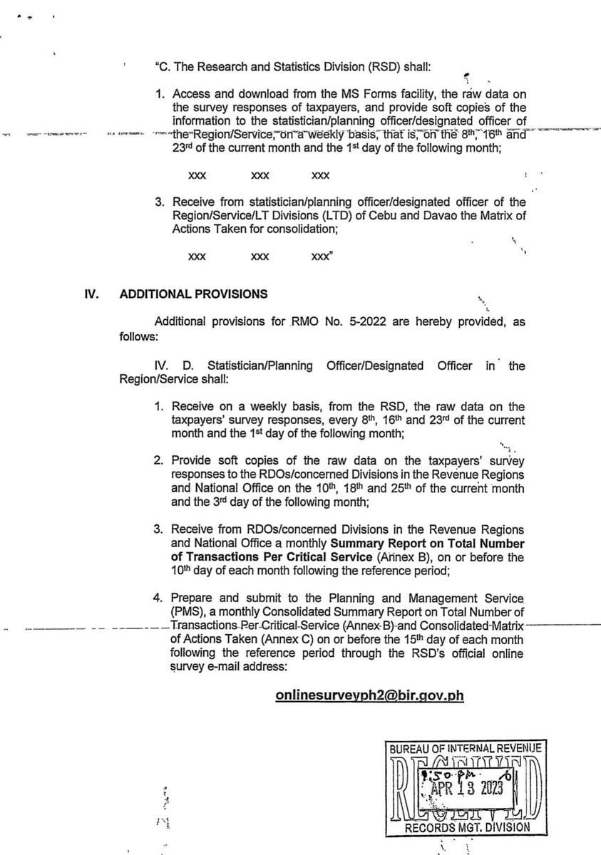 AMC_CPAs's tweet image. Latest BIR Update: RMO No. 14-2023 changes RMO No. 5-2022 for Online Citizen/Client Satisfaction Survey on BIR Critical Services. It&apos;s part of the Online Survey Feedback System (Phase 2) Project. #BIR #Update #FeedbackSystem