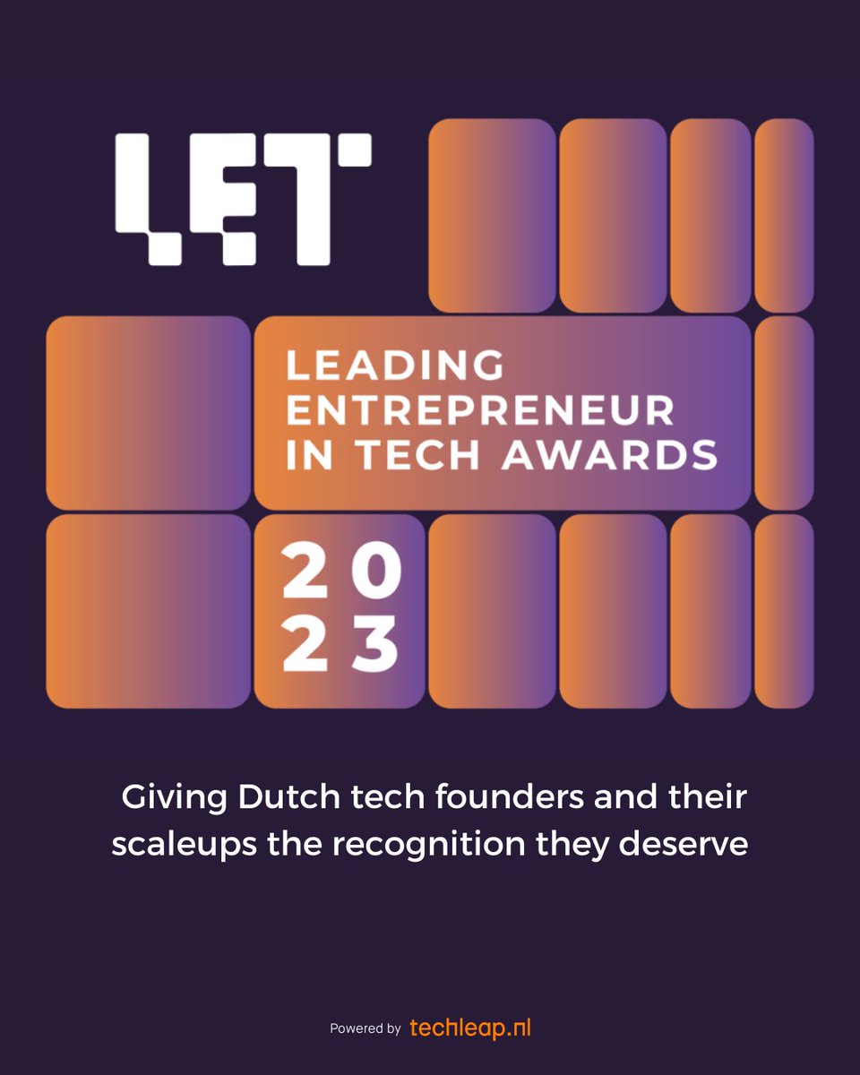 Techleapnl's tweet photo. π Exciting news! @Techleapnl launches the new #LETaward, recognizing outstanding entrepreneurship in Dutch tech industry! Panel of judges including Corinne Vigreux & Job van der Voort will select the Leading Entrepreneur in Tech 2023. Winner to be announced on May 9th! π₯ https://t.co/tGV0QiRZp0