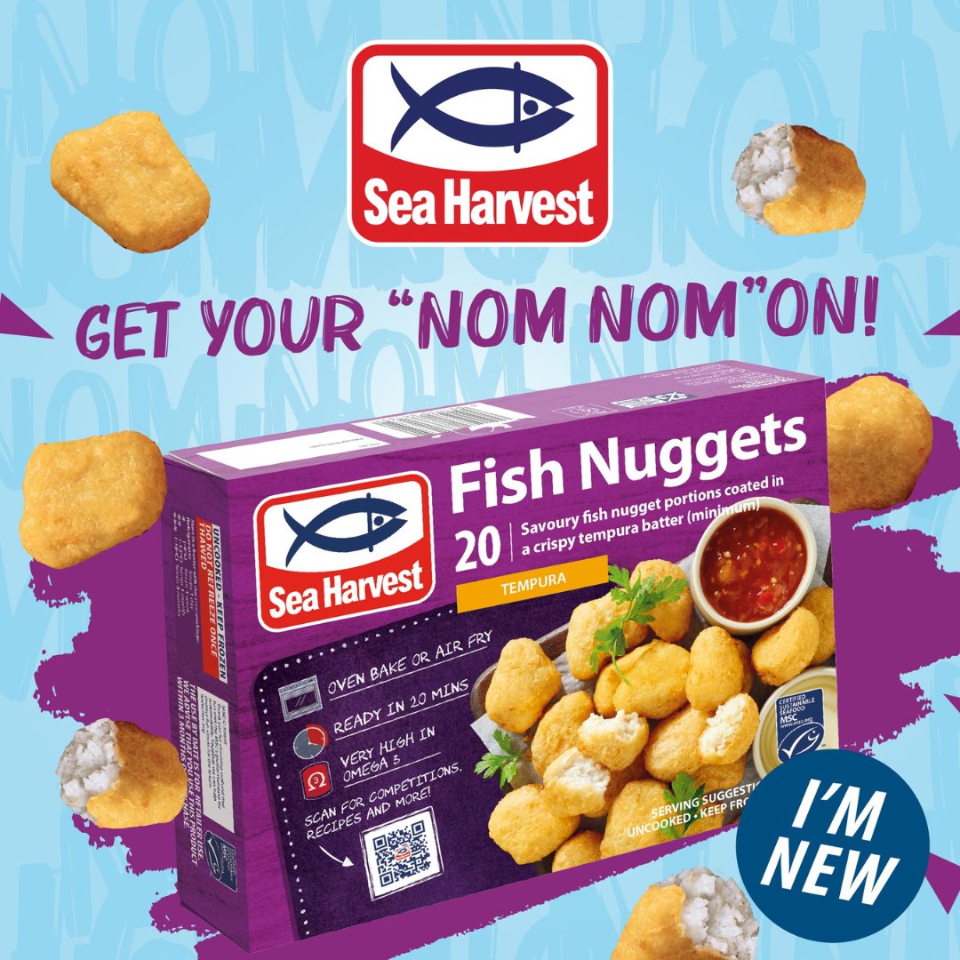 SeaHarvestSA's tweet photo. Get your nom nom on and beat the snack attack! Find Fish Nuggets at your nearest retailer and never feel hangry again! #NomNomNuggets #UltimateSnackAttack https://t.co/1QMZjQ7mtF