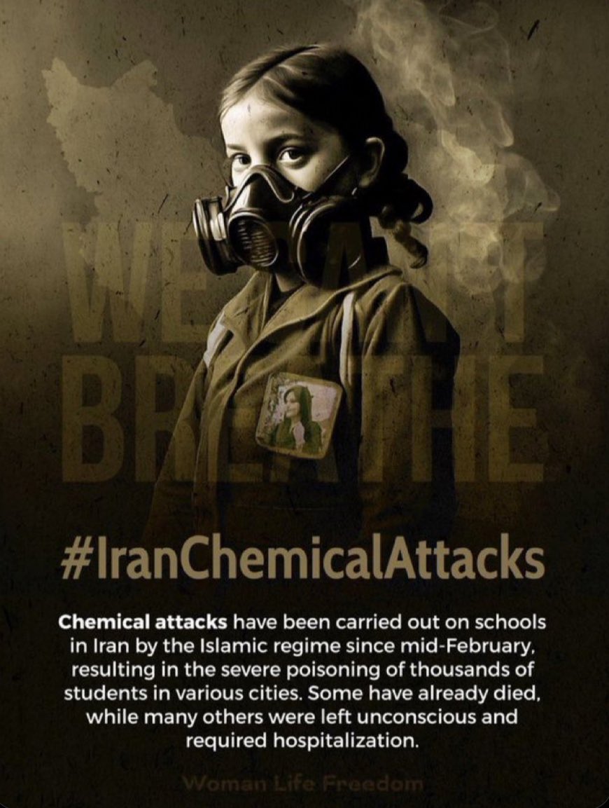 Alleine am 18. April gab es 30! Giftgasattacken auf Mädchenschulen überall im Iran. Die Islamische Republik möchte nicht, dass darüber berichtet wird, als teilen teilen teilen #ChemicalAttacksOnSchools #ChemicalAttacks  #jinjiyanazadi #zan_zendegi_azadi