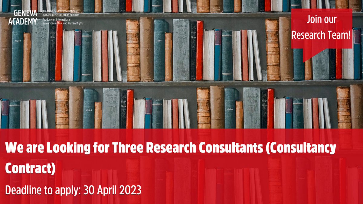 💡#Job: We are looking for 3 Consultants to join our #research team &amp; work on:

➡️Disruptive #military technologies  (#AI, #cybe security, #robotics &amp; #AWS)

➡️#Digitalization &amp; #humanrights w/focus on #neurotechnology

➡️The right to the #environment

geneva-academy.ch/the-academy/va…
