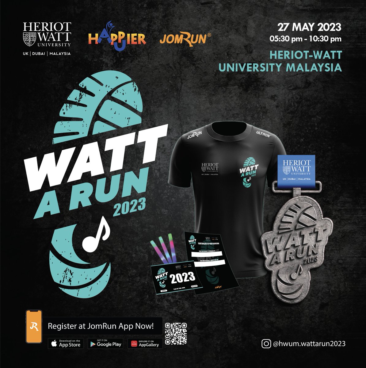 HWUMalaysia's tweet photo. 🎉 Join #WattARun2023 on 27 May at #HWUM for a 5km fun run, carnival games, delicious food, and a high-energy concert with live performances and DJs!🏃♀️🎶
Mark your calendars and don't miss out on this unforgettable evening! #JomRun 💥 https://t.co/JF27tiiDjg