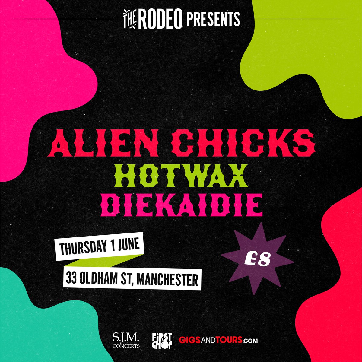 gigsandtours (@gigsandtours) on Twitter photo Get ready Manchester! @therodeomag presents Alien Chicks, <a href="/hotwaxbandd/">HotWax</a> and <a href="/DieKaiDie/">Dianne Kaidie</a> at <a href="/33_oldhamstreet/">33 Oldham Street</a> in June 👾
Tickets on sale tomorrow at 10am via gigst.rs/TRMJune Get ready Manchester! @therodeomag presents Alien Chicks, <a href="/hotwaxbandd/">HotWax</a> and <a href="/DieKaiDie/">Dianne Kaidie</a> at <a href="/33_oldhamstreet/">33 Oldham Street</a> in June 👾
Tickets on sale tomorrow at 10am via gigst.rs/TRMJune