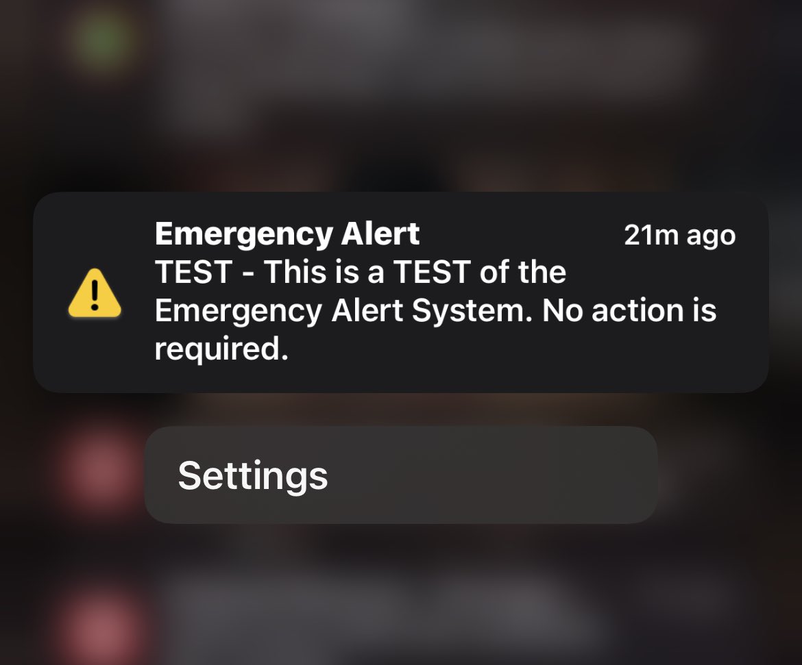 aPlateOfPoopy's tweet photo. Why tf did I get a test alert when my shit is TURNED OFF?? I was ready for war dawg. https://t.co/OqXpZsDnRQ