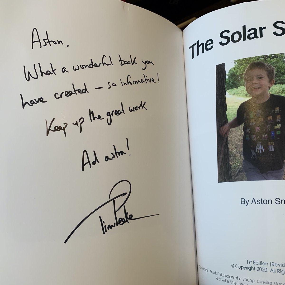 vi_publishing's tweet photo. Aston feels incredibly fortunate and proud that @astro_timpeake signed a copy of his first book, The Solar System, back in 2020 🧑‍🚀🛰️🚀 #thesolarsystem #thingsaboutspace #autism #autistic #adhd #childauthor #space #spacebook #autisticauthor #qrcodebooks #qrcodes https://t.co/sKcxyec493