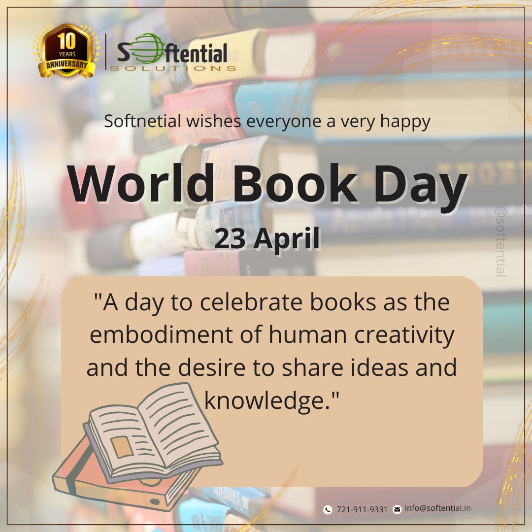 SoftentialSolut's tweet photo. World Book and Copyright Day is a celebration to promote the enjoyment of books and reading.
#books #WorldBookDay #Copyrightday #loveforbooks #softential #aligarh #india https://t.co/l9xyPQRyUL
