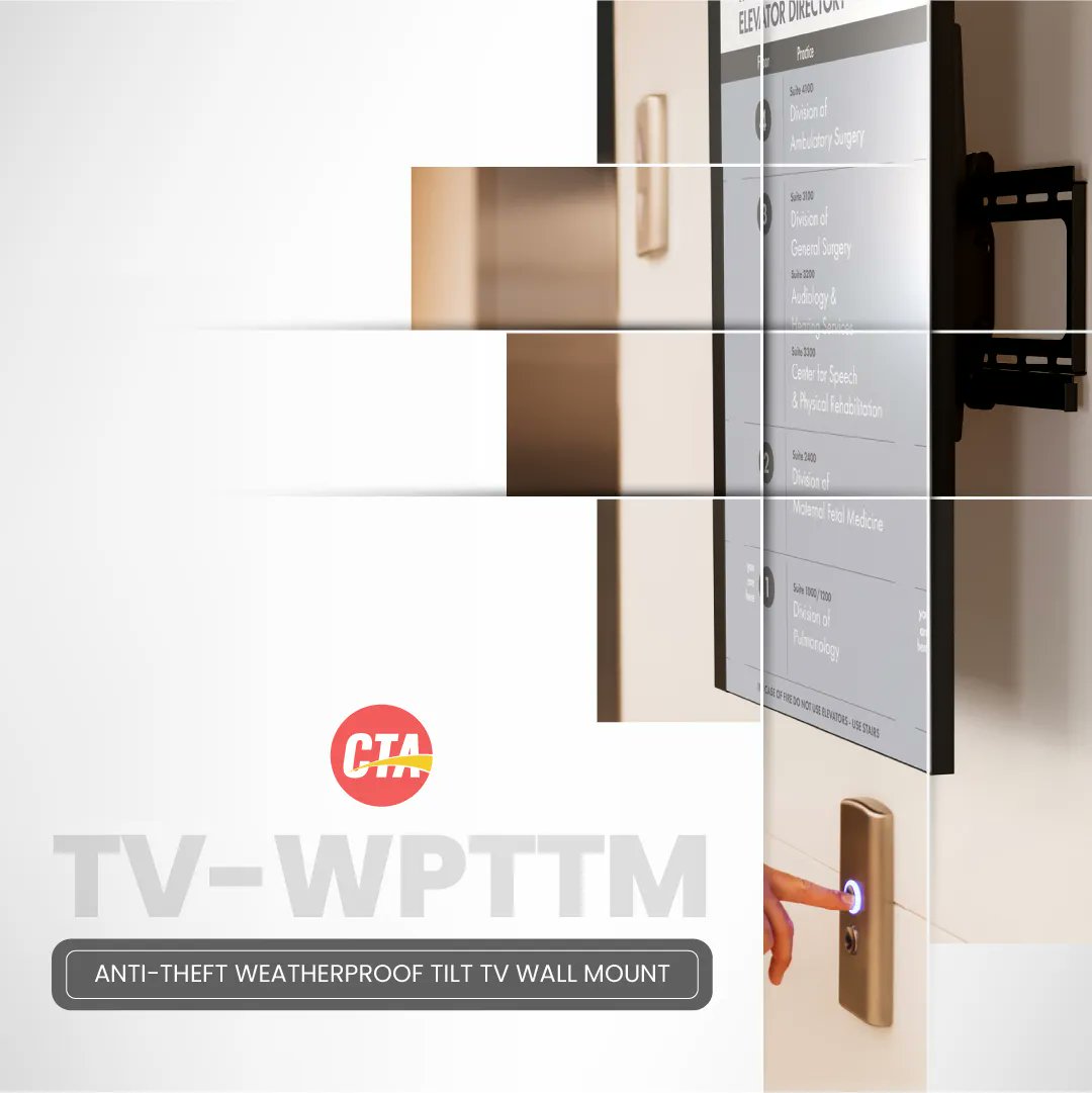 CTADigital's tweet image. Hang a #TV or large #monitor screen under any covered outdoor space with CTA's Anti-Theft Weatherproof Tilt TV #WallMount. It's a great way to stay connected on vacation, at home, at retail establishments - and more. Get it here: buff.ly/41hV0uc