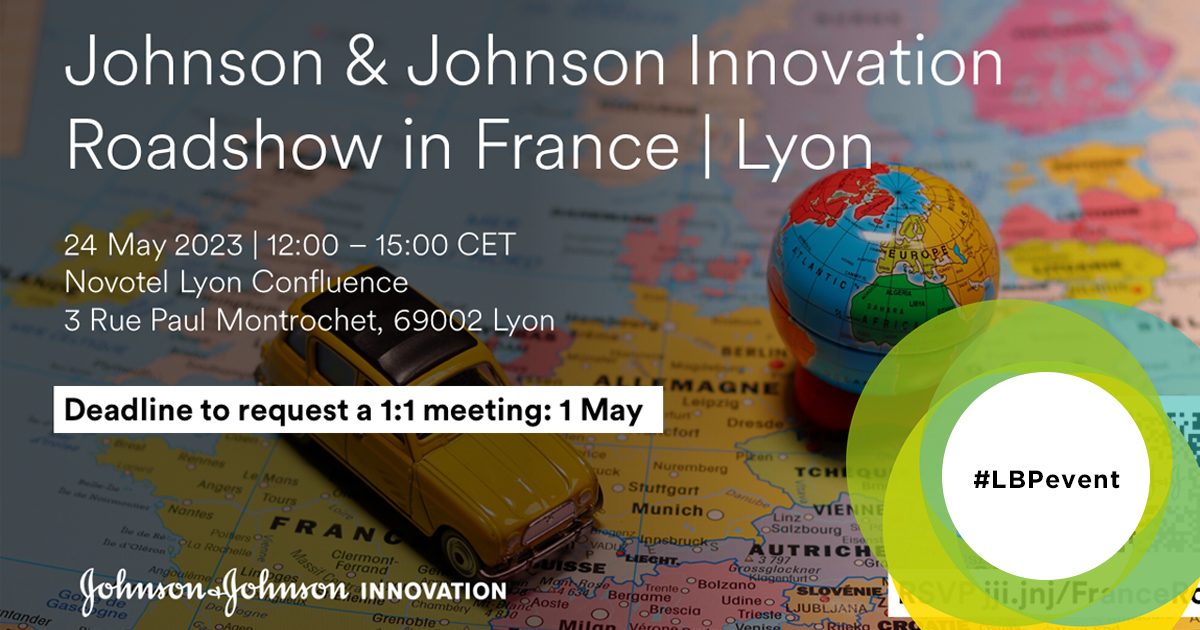 [#LBPevent] Meet the Johnson &amp; Johnson #Innovation leadership team ! The <a href="/JLABS/">JLABS</a>  will present its unique external collaboration model. #health <a href="/BaiSiau/">Siau Bai</a> 

🗓 24 May 2023 - 12:00-15:00
📍Novotel Lyon Confluence, 3 Rue Paul Montrochet, 69002 Lyon
➡ ➡ lyonbiopole.com/evenement/john…