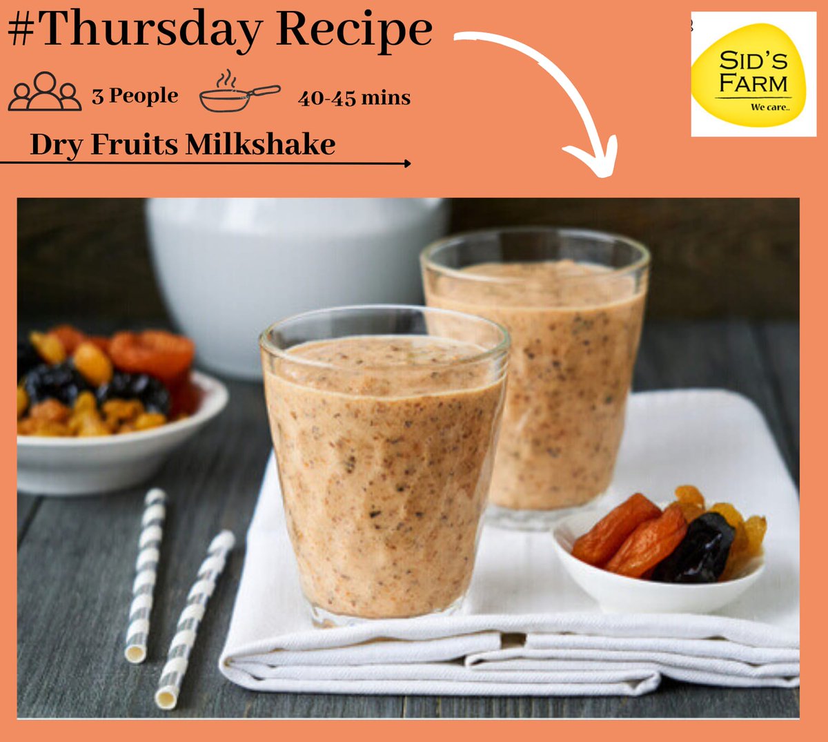 Sidsfarmpure's tweet photo. #ThursdayRecipe
Revitalize yourself this #summer with the wholesome dry fruit milkshake using #SidsFarm Milk– a perfect treat for any time of day! https://t.co/QNK5sagq8M