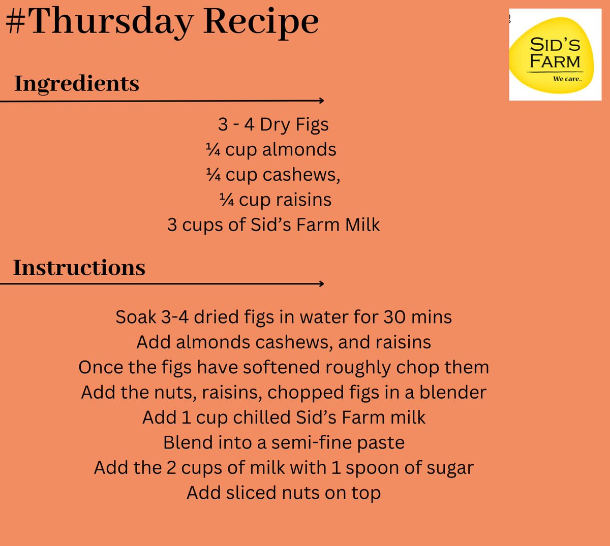 Sidsfarmpure's tweet photo. #ThursdayRecipe
Revitalize yourself this #summer with the wholesome dry fruit milkshake using #SidsFarm Milk– a perfect treat for any time of day! https://t.co/QNK5sagq8M