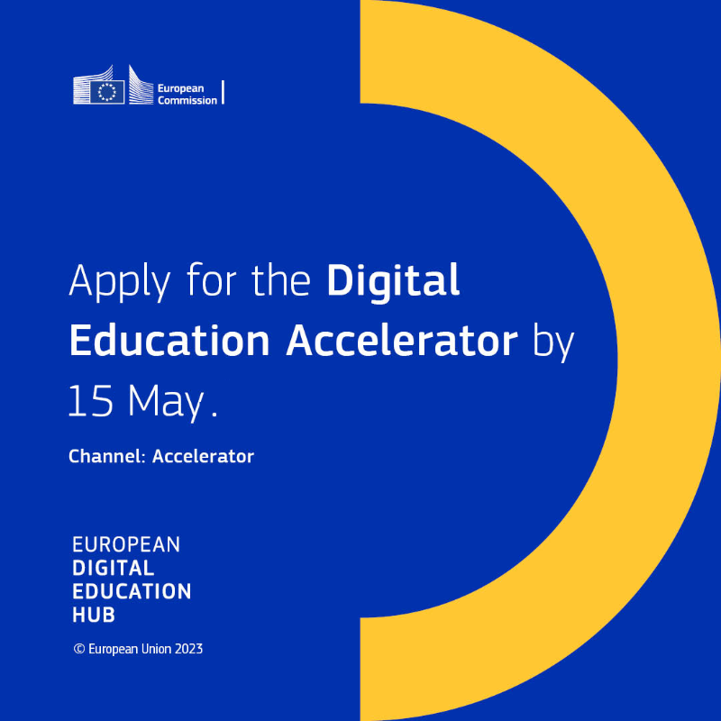 EUDigitalEdu's tweet photo. Do you have an innovative project on #DigitalEducation that you would like to scale up across Europe?🌏
The EDEH Accelerator is a 6-month programme supporting prototypes and best practices from all education and training sectors.
Read more about the call and apply by 15 May!