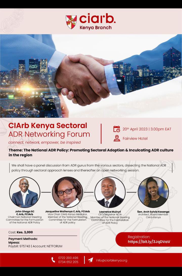 RehemaMuigai's tweet photo. Alternative Dispute Resolution networking Forum https://t.co/asdpFvLtxz