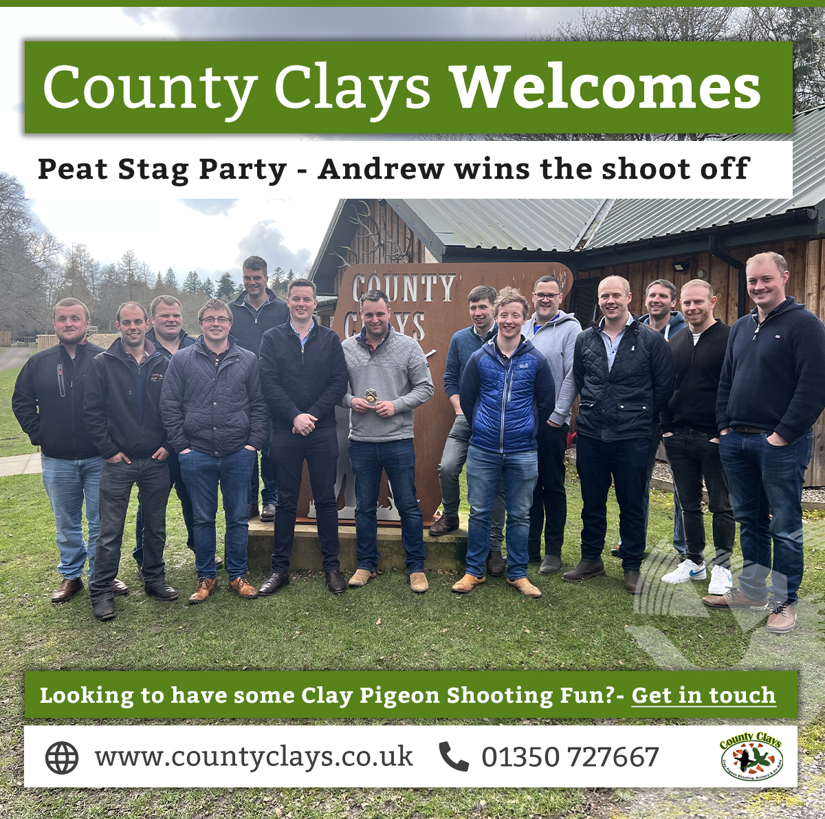 Countyclays's tweet photo. County Clays welcomed the Peat Stag Party, after a shoot-off with the group's top shooters, Andrew won the Top Shot award - Well done! Thanks for visiting County Clays.

Book you clay pigeon experience countyclays@gmail.com – 01350 727667
#shooting #claypigeon #countyclays https://t.co/vYWCPfwOx8