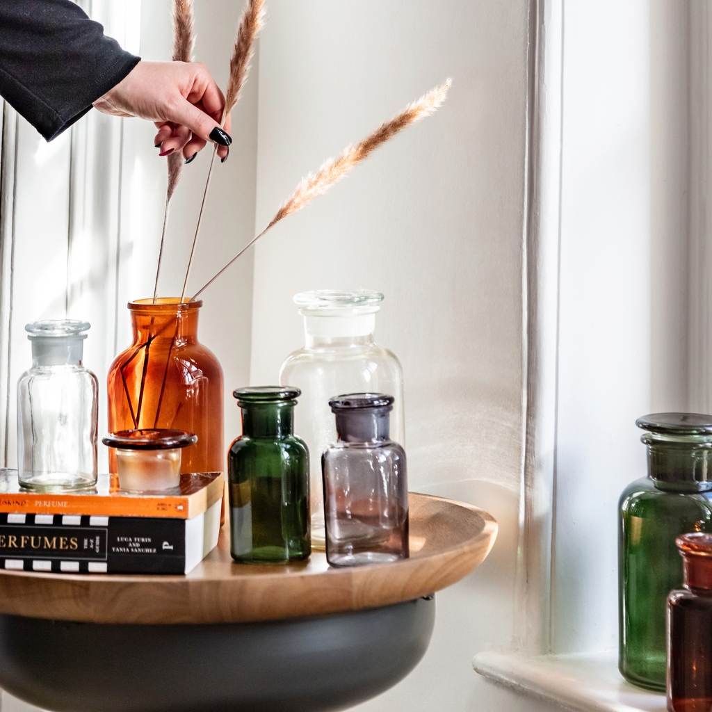 With a vintage feel, our new Apotheca Set of 3 Jars combine practicality with style, perfect for storage around the house. The simple shapes in either brown, green, grey or clear glass have a beautiful antique feel #newlaunch #ss23 #springsummer23⁠