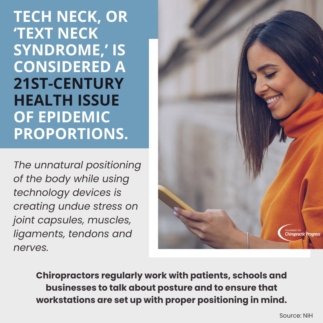 F4CP's tweet photo. #Techneck is on the rise. Your chiropractor can not only provide relief but can also ensure your workstation is optimized for proper positioning. https://t.co/TG3FOu2Y8P