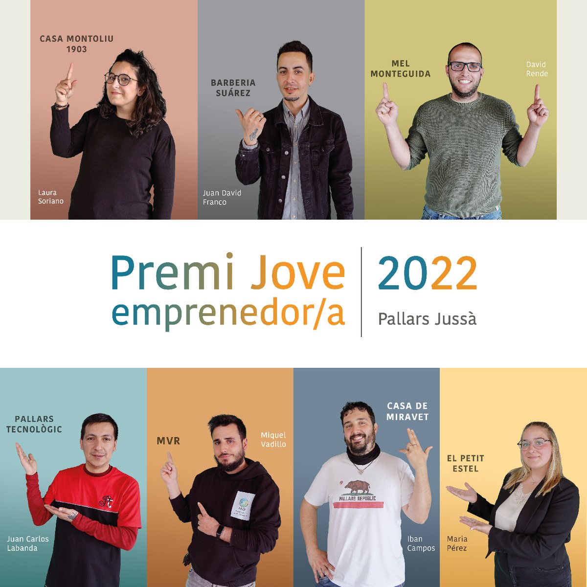 PallarsJove's tweet photo. 🆕Nova edició del premi Jove Emprenedor/a del #pallarsjussa. Et presentem els 7️⃣ participants d'enguany. https://t.co/luEs1ZcFPM