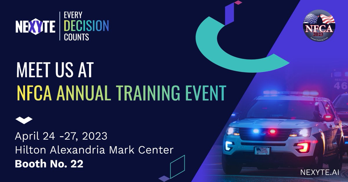 Cognyte's tweet image. Attention @NFCAssociation members! Discover the power of Cognyte&apos;s NEXYTE decision intelligence platform at booth #22 during the NFCA Annual Training Conference in Alexandria, Virginia, on 24-27 April.
See you there!
 #decisionintelligence #lawenforcementtech