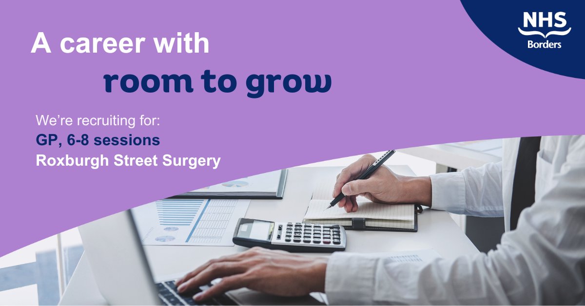 Are you looking for a career with room to grow? Roxburgh Street Surgery, Galashiels, has a GP vacancy. This is a flexible offer, whether you're recently qualified or have a wealth of experience, please get in touch. Find out more 👉 ow.ly/1kS250NNLBb