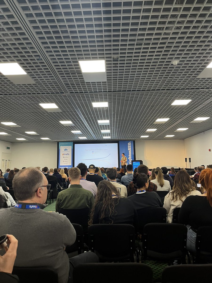 #BrightonSEO day one starting off with a banger of a talk by <a href="/Wrighty__/">Alex Wright</a> 

Who’s attending today? 🙋‍♀️