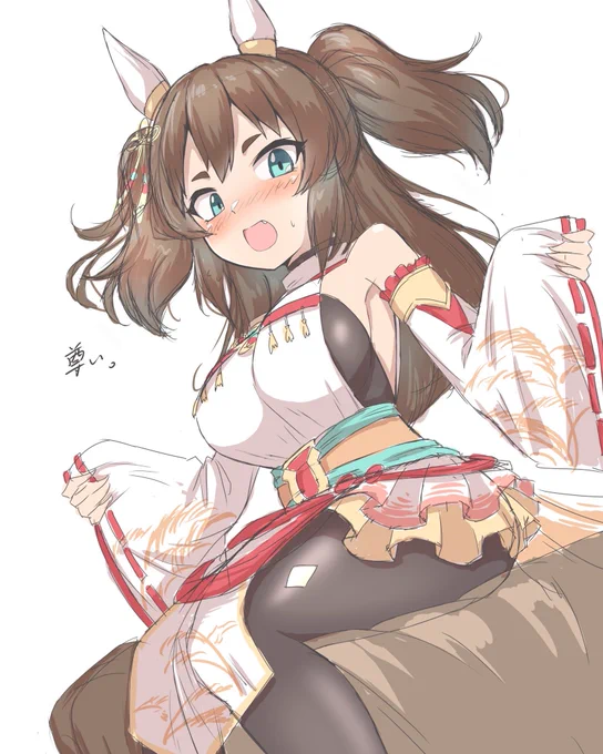 #再掲したらフォロワーが増えるらしい #ウマ娘 このイナリ清書したけど、今見るとラフ絵のが可愛かった 