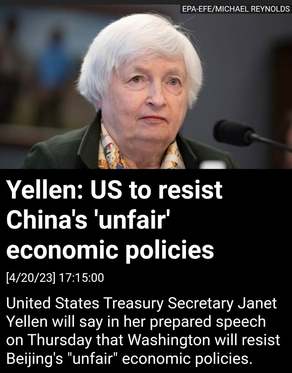 IcyGreenForest's tweet photo. This baseless allegation by Yellen is absolutely preposterous!!! Is she referring to the US' Chip Act !!!???🤔
Or is she trying to create a new narrative to facilitate an excuse to visit China!!????🤔 https://t.co/GKNdC6H838
