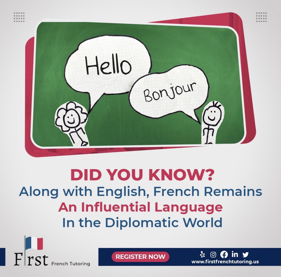 FirstFrench's tweet photo. DID YOU KNOW?
Along with English, French Remains An Influential Language In the Diplomatic World. 

#didyouknow #InfluentialLanguage #DiplomaticLanguage #UnitedNations #EuropeanUnion #InternationalOlympicCommittee #RedCross #MédecinsSansFrontières @internaInstitut https://t.co/IBH1r3rql8