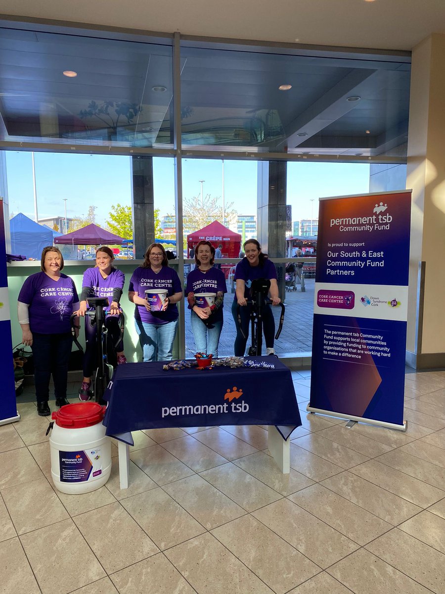 FastasITcan's tweet photo. It’s a beautiful morning in @mahonpointsc for our Charity Spinning session in aid of @permanenttsb Charity partners @corkcancercare &amp; @DSCork Call in &amp; show your support https://t.co/W7VQkARccH