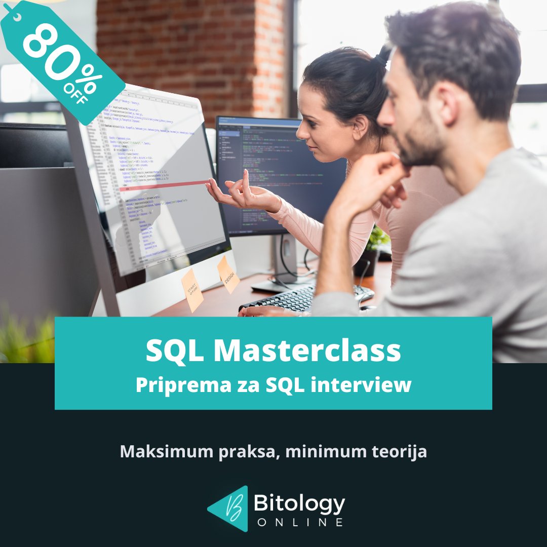 itkarijera's tweet photo. 📣 Da li želiš naučiti različite koncepte pisanja upita na velikim bazama podataka?
💻 Bitology nudi SQL Masterclass!
Za više detalja posjetite link: https://t.co/7s1v0QhjTg
#ITkarijera #OpportunITy #BitologyOnline #SQLMasterclass #edukacija #career https://t.co/094pza7pU3