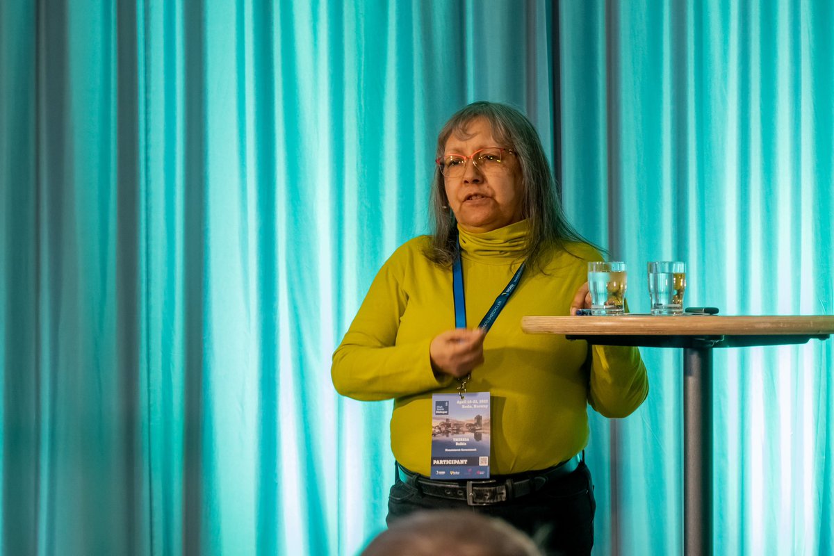 CanadaNorway's tweet photo. Theresa Baikie of @NunatsiavutGov at #HND23 on panel on Business opportunities in the #Arctic sharing #Nunatsiavut experience and crucial role of involving indigenous peoples and ensuring benefit and impact agreements are implemented. #IndigenousKnowledge #ArcticDevelopment https://t.co/nJQPvYOuzW