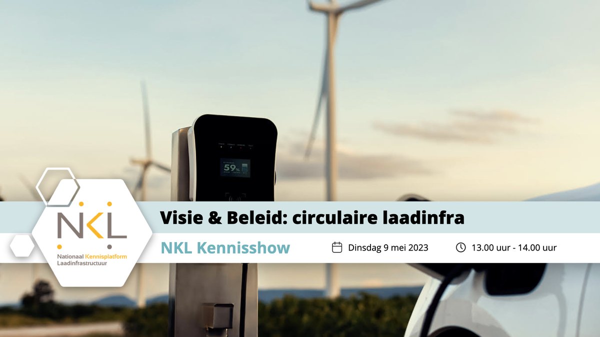 Ben je vanuit je organisatie betrokken bij het plannen of realiseren van een laadinfrastructuur? En wil je weten hoe je de kansen en uitdagingen van #circulariteit in je visie en beleid mee kunt nemen? Meld je aan voor de online NKL Kennisshow op 9 mei: nklnederland.nl/kennisshow-bel…