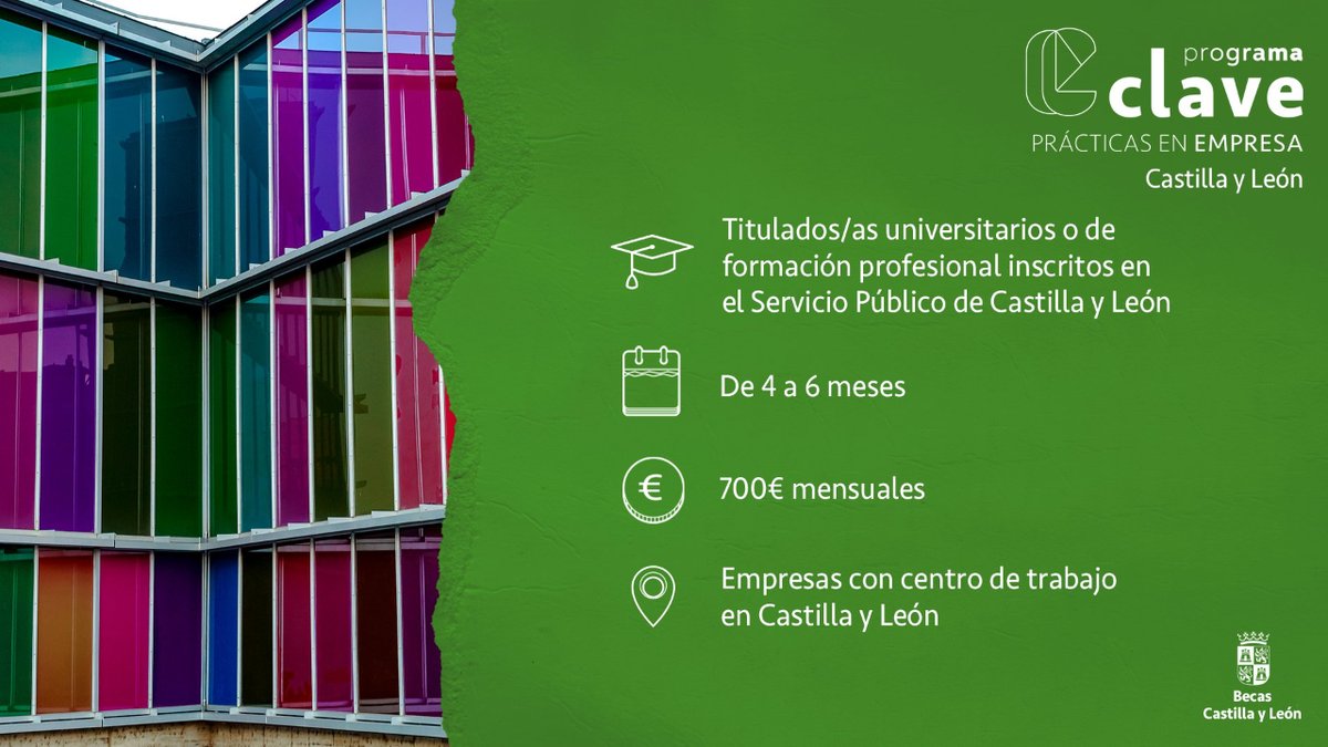 fgusal's tweet photo. #BECAS | Continúa abierta la convocatoria de #prácticas remuneradas en empresas de #CastillaYLeón para titulados universitarios o de formación profesional. Consulta todas las ofertas del #ProgramaClave en https://t.co/cqwKoGzdZo y empieza a forjar tu perfil profesional 🎓 https://t.co/HZi1zhDXZF
