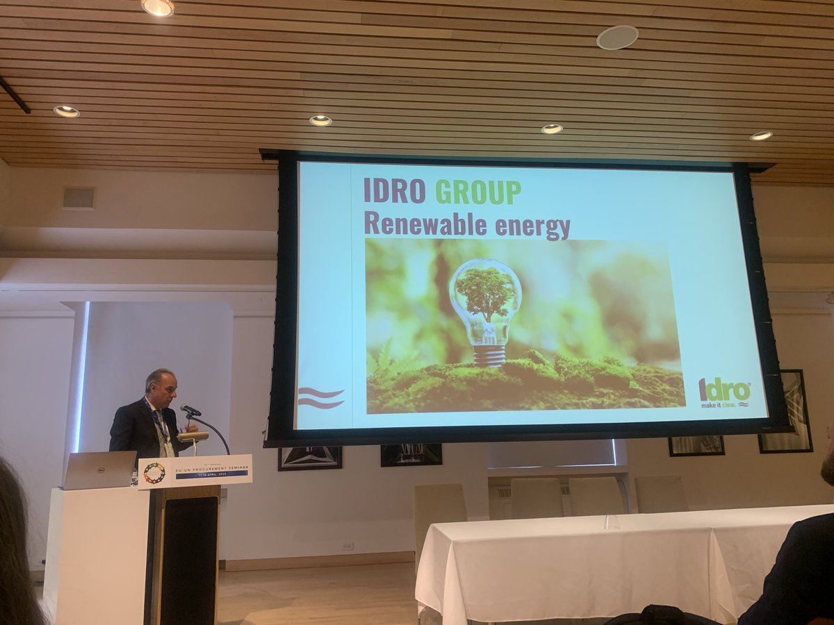 IdroScarl's tweet photo. Idro attended the EU-UN Procurement Seminar in New York, presenting its solutions for water treatment and renewable energy. Thanks to #UNProcurement https://t.co/8X0bOAkJlI