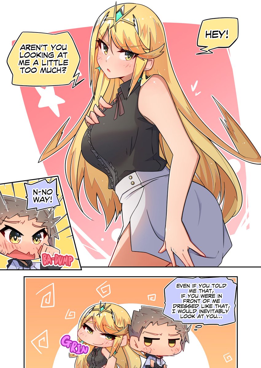 Today, the weather is warming up in spring and gradually becoming lighter and lighter.
But maybe Mythra is wearing lighter clothes for another reason?
(Rex's thrilled expression is attractive.)
#XenobladeChronicles2 #Mythra 